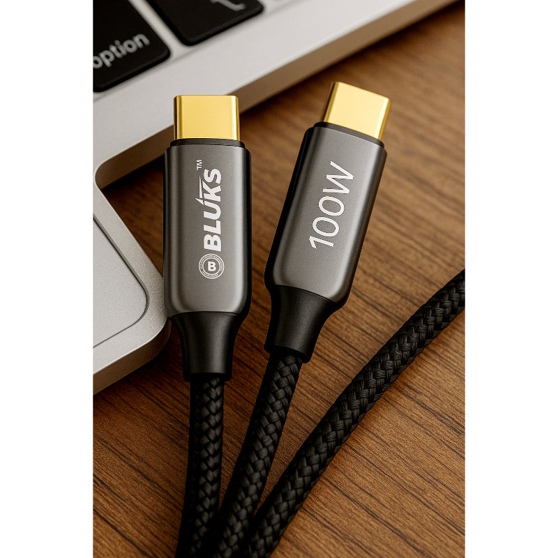 BLUK’S BX-471 High-Speed 100W Type-C to Type-C Fast Charging Braided Data Cable