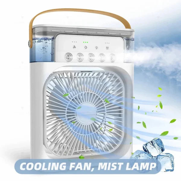 Portable Air Conditioner Fan Usb Electric Fan With Led Night Light, Fine Mist Water, And Humidifier Function | Led Night Light Water Mist 10inch