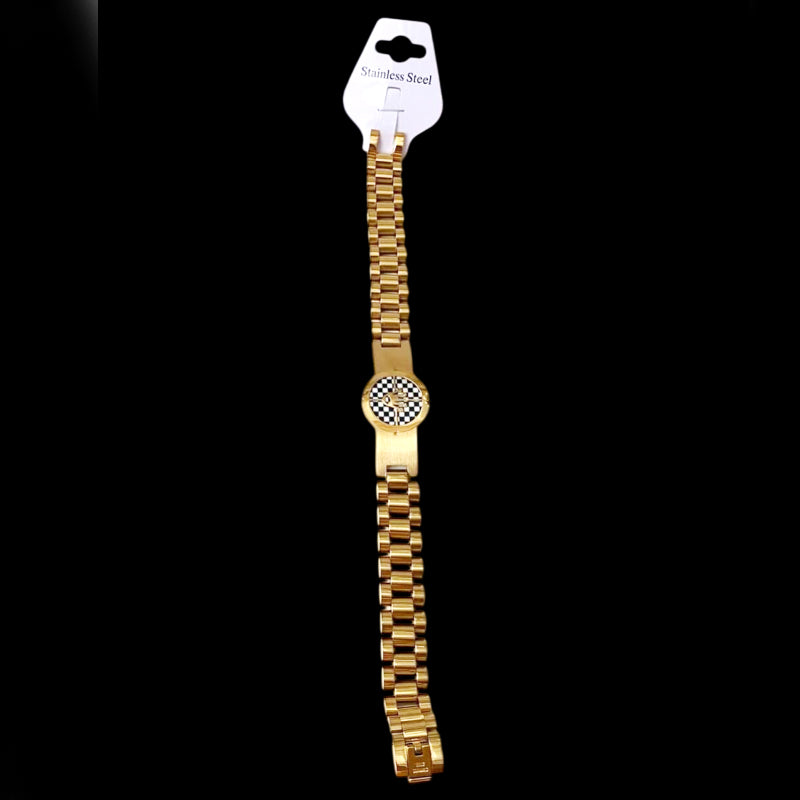 Premium Stainless Steel Checkerboard Bracelet – Unisex Fashion Wristband for Men & Women