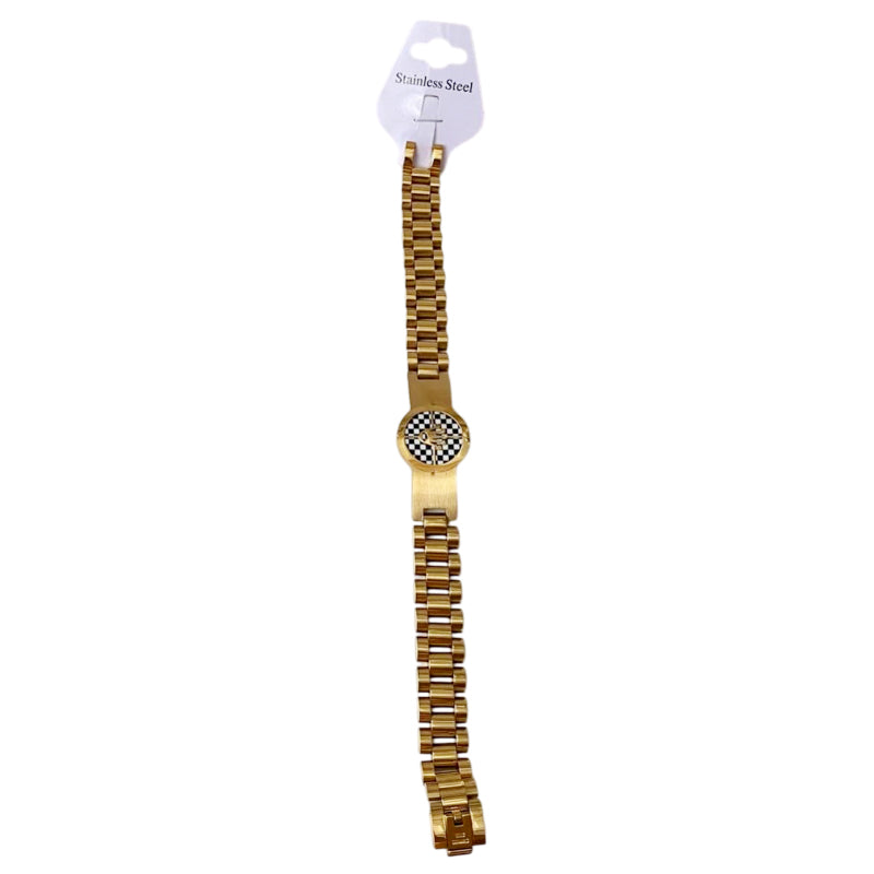 Premium Stainless Steel Checkerboard Bracelet – Unisex Fashion Wristband for Men & Women