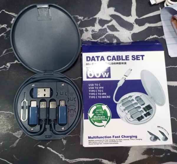Multifunctional Data Cable Set 60w Fast Charging Cable For Android & Iphone