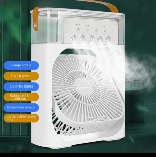 Portable Air Conditioner Fan Usb Electric Fan With Led Night Light, Fine Mist Water, And Humidifier Function | Led Night Light Water Mist 10inch