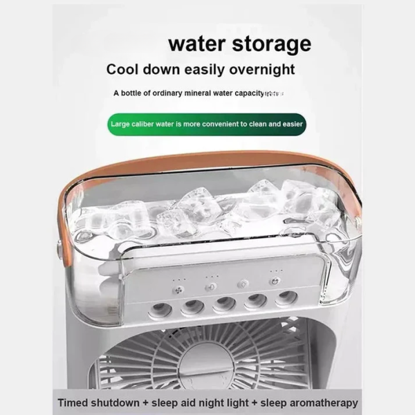 Portable Air Conditioner Fan Usb Electric Fan With Led Night Light, Fine Mist Water, And Humidifier Function | Led Night Light Water Mist 10inch