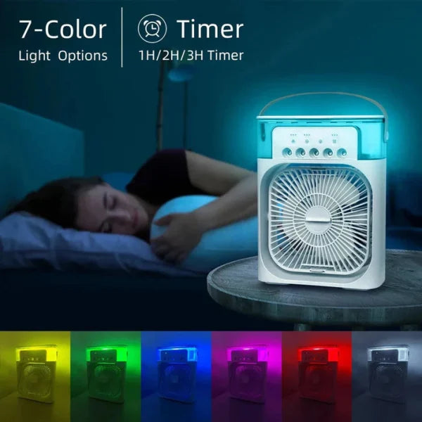 Portable Air Conditioner Fan Usb Electric Fan With Led Night Light, Fine Mist Water, And Humidifier Function | Led Night Light Water Mist 10inch