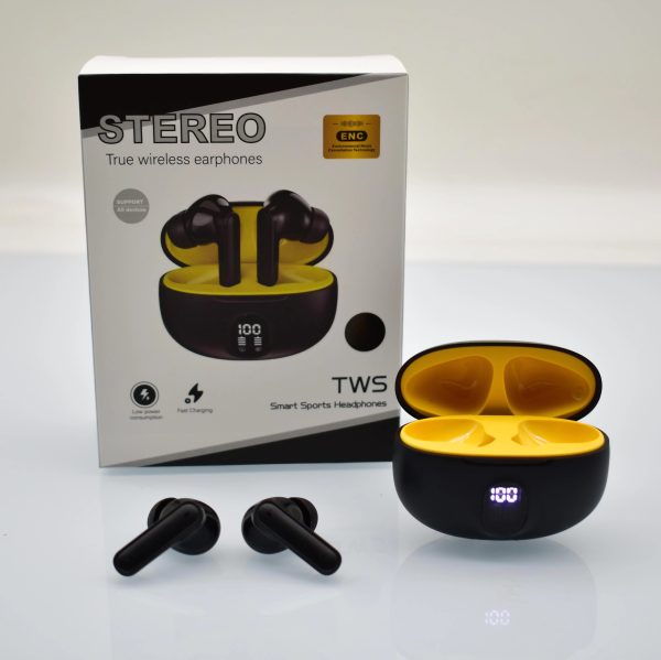 Professional Display Earbuds Stereo 895b Wireless Bluetooth Earbuds | Mic In-ear Headphones With Led Display | Type C Fast Charging | Bluetooth 5.3 For Android/iphone ( With Cable
