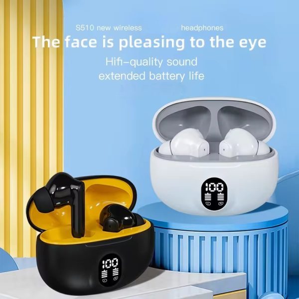 Professional Display Earbuds Stereo 895b Wireless Bluetooth Earbuds | Mic In-ear Headphones With Led Display | Type C Fast Charging | Bluetooth 5.3 For Android/iphone ( With Cable